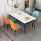 Sintered Stone Dining Table Traditional Luxury 4 Legs Table with Metal Base Clearhalo 'Dining Tables & Seating' 'Dining Tables' 'dining_table' 'furn' 'furn_dining_table' 'Furniture' 'furniture_dining_table' 'Kitchen & Dining Furniture' 'kitchen' 'kitchen_dining_table' 4760508