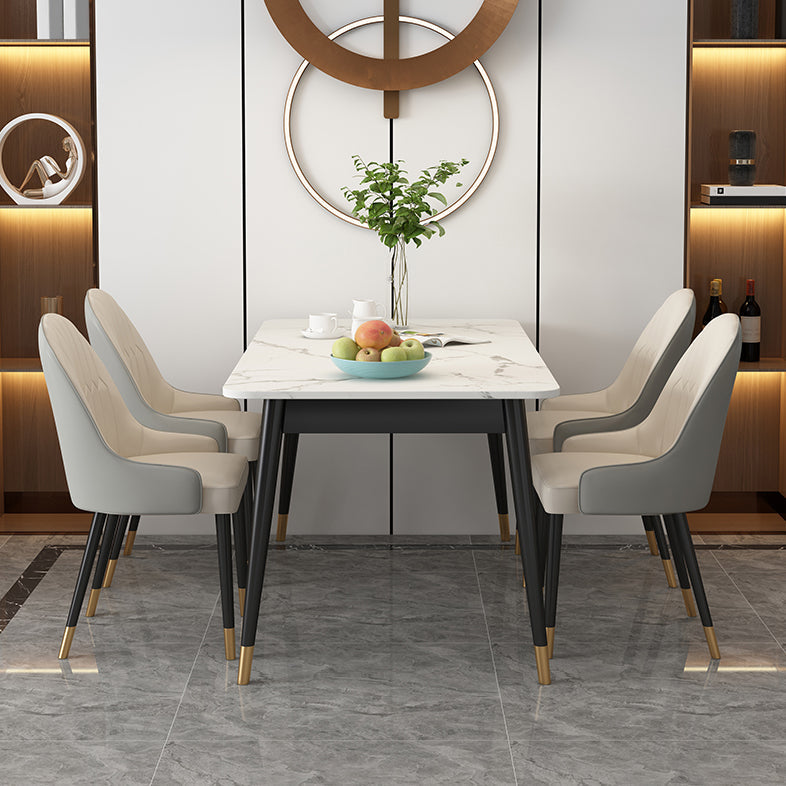 Sintered Stone Dining Table Traditional Luxury 4 Legs Table with Metal Base Clearhalo 'Dining Tables & Seating' 'Dining Tables' 'dining_table' 'furn' 'furn_dining_table' 'Furniture' 'furniture_dining_table' 'Kitchen & Dining Furniture' 'kitchen' 'kitchen_dining_table' 4760510
