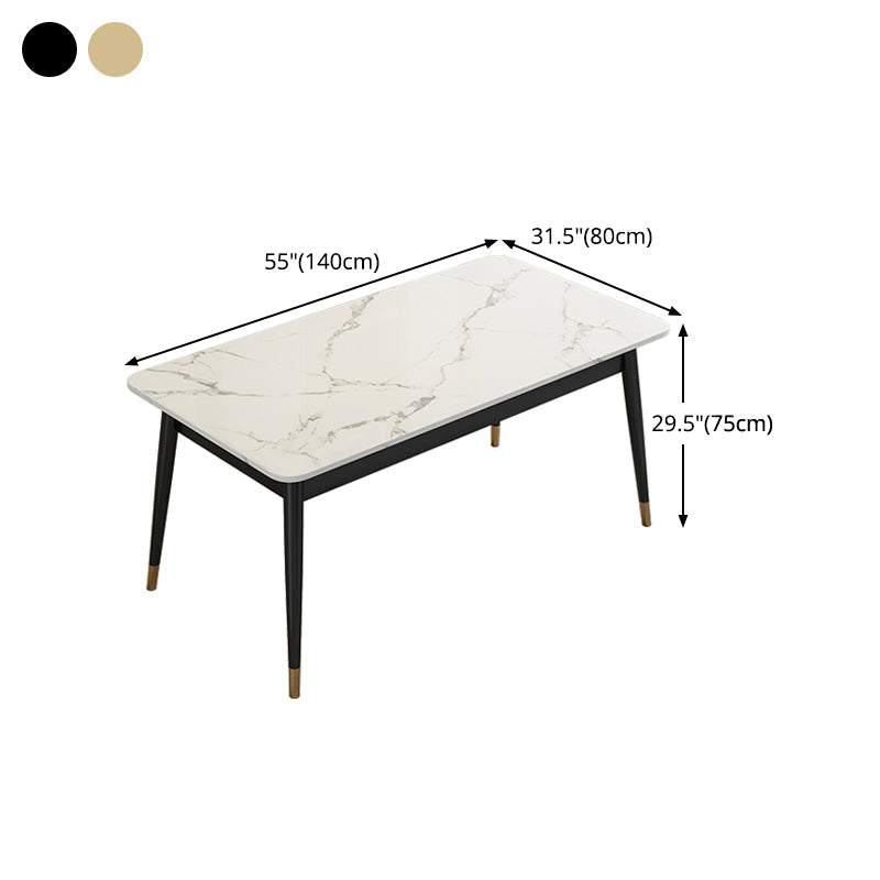 Sintered Stone Dining Table Traditional Luxury 4 Legs Table with Metal Base Clearhalo 'Dining Tables & Seating' 'Dining Tables' 'dining_table' 'furn' 'furn_dining_table' 'Furniture' 'furniture_dining_table' 'Kitchen & Dining Furniture' 'kitchen' 'kitchen_dining_table' 4760514