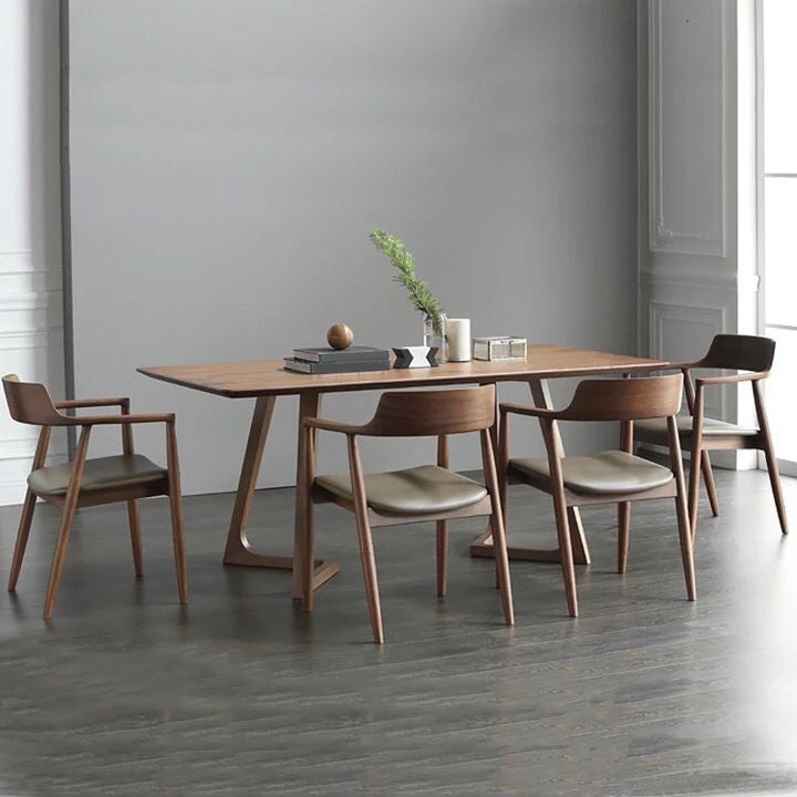 Rectangle Wood Dining Table Pine Solid Wood Table Modern with Double Pedestal Base 70.9"L x 31.5"W x 29.5"H Without Chairs Clearhalo 'Dining Tables & Seating' 'Dining Tables' 'dining_table' 'furn' 'furn_dining_table' 'Furniture' 'furniture_dining_table' 'Kitchen & Dining Furniture' 'kitchen' 'kitchen_dining_table' 4760517