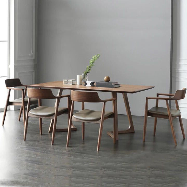 Rectangle Wood Dining Table Pine Solid Wood Table Modern with Double Pedestal Base 78.7"L x 31.5"W x 29.5"H Without Chairs Clearhalo 'Dining Tables & Seating' 'Dining Tables' 'dining_table' 'furn' 'furn_dining_table' 'Furniture' 'furniture_dining_table' 'Kitchen & Dining Furniture' 'kitchen' 'kitchen_dining_table' 4760519