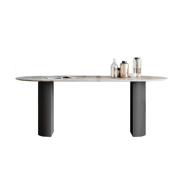 Sintered Stone Dining Table Modern Oval Dining Table with Black Base Clearhalo 'Dining Tables & Seating' 'Dining Tables' 'dining_table' 'furn' 'furn_dining_table' 'Furniture' 'furniture_dining_table' 'Kitchen & Dining Furniture' 'kitchen' 'kitchen_dining_table' 4760533