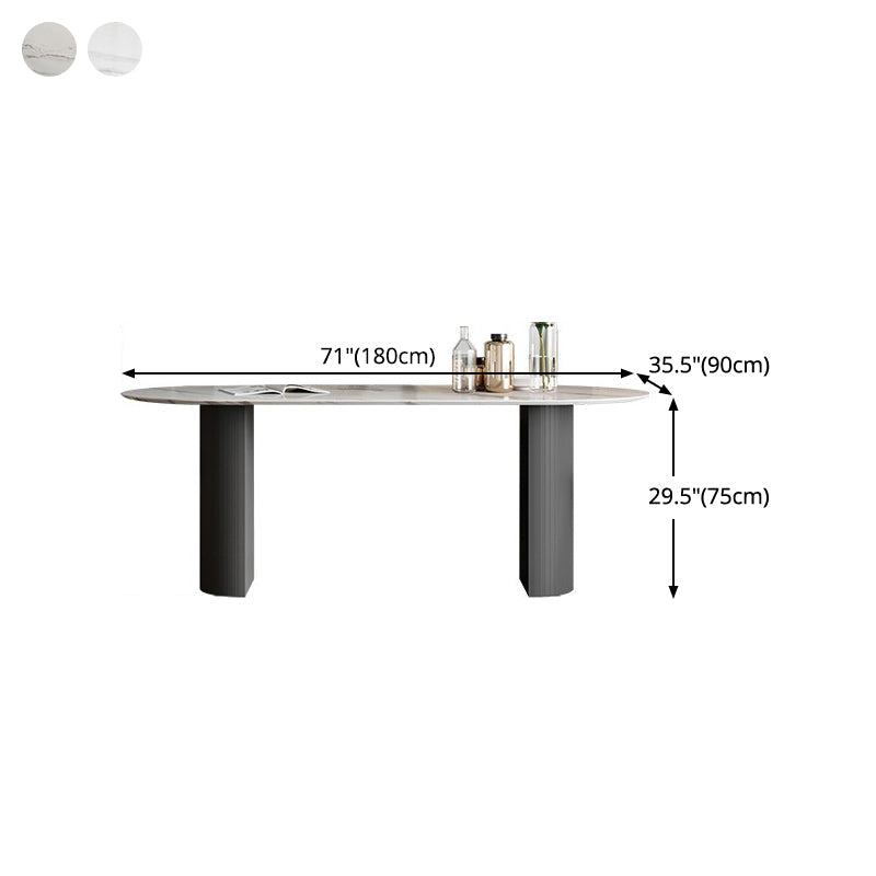 Sintered Stone Dining Table Modern Oval Dining Table with Black Base Clearhalo 'Dining Tables & Seating' 'Dining Tables' 'dining_table' 'furn' 'furn_dining_table' 'Furniture' 'furniture_dining_table' 'Kitchen & Dining Furniture' 'kitchen' 'kitchen_dining_table' 4760538