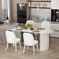Modern Oval Dining Table Wood Double Pedestal Home Kitchen Dinner Table in White White Grey 51.2"L x 27.6"W x 29.5"H Without Chairs Clearhalo 'Dining Tables & Seating' 'Dining Tables' 'dining_table' 'furn' 'furn_dining_table' 'Furniture' 'furniture_dining_table' 'Kitchen & Dining Furniture' 'kitchen' 'kitchen_dining_table' 4760540