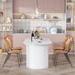 Modern Oval Dining Table Wood Double Pedestal Home Kitchen Dinner Table in White White Grey 78.7"L x 31.5"W x 29.5"H Without Chairs Clearhalo 'Dining Tables & Seating' 'Dining Tables' 'dining_table' 'furn' 'furn_dining_table' 'Furniture' 'furniture_dining_table' 'Kitchen & Dining Furniture' 'kitchen' 'kitchen_dining_table' 4760542