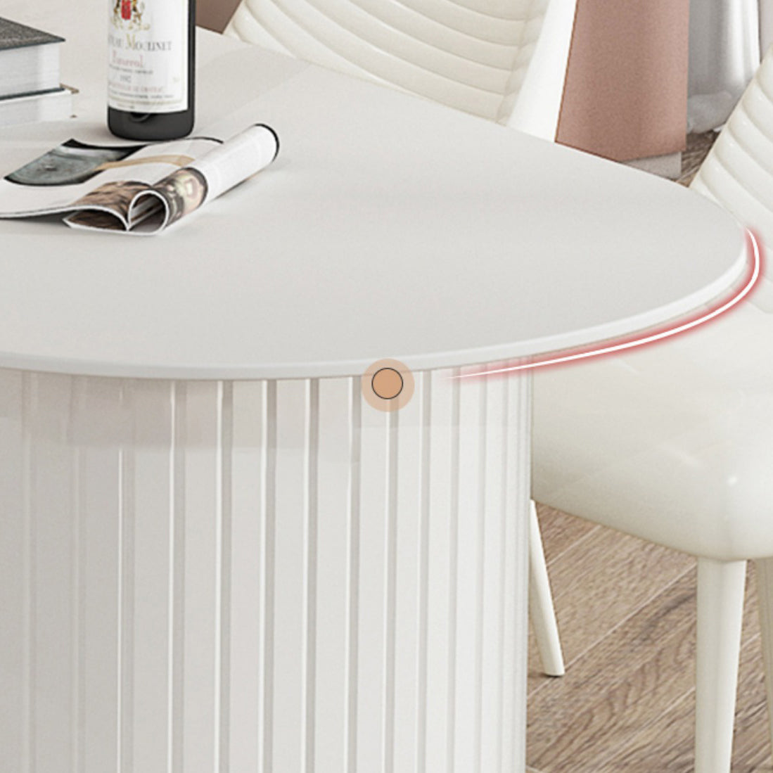 Modern Oval Dining Table Wood Double Pedestal Home Kitchen Dinner Table in White Clearhalo 'Dining Tables & Seating' 'Dining Tables' 'dining_table' 'furn' 'furn_dining_table' 'Furniture' 'furniture_dining_table' 'Kitchen & Dining Furniture' 'kitchen' 'kitchen_dining_table' 4760544
