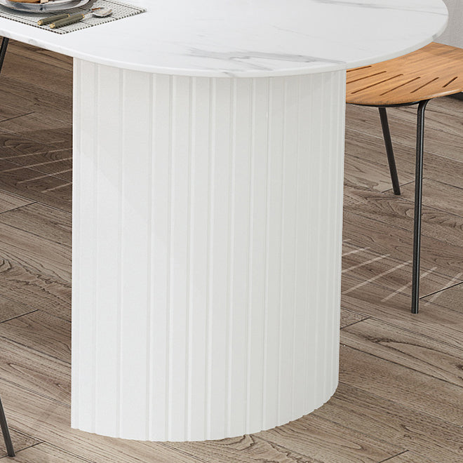Modern Oval Dining Table Wood Double Pedestal Home Kitchen Dinner Table in White Clearhalo 'Dining Tables & Seating' 'Dining Tables' 'dining_table' 'furn' 'furn_dining_table' 'Furniture' 'furniture_dining_table' 'Kitchen & Dining Furniture' 'kitchen' 'kitchen_dining_table' 4760545