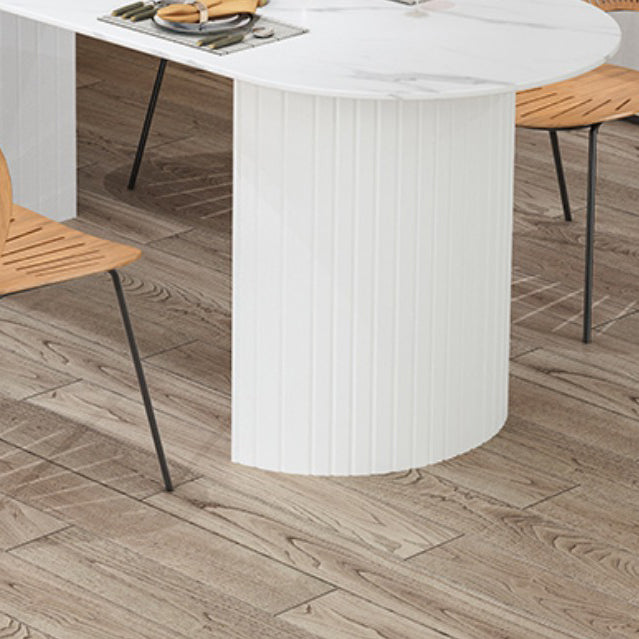 Modern Oval Dining Table Wood Double Pedestal Home Kitchen Dinner Table in White Clearhalo 'Dining Tables & Seating' 'Dining Tables' 'dining_table' 'furn' 'furn_dining_table' 'Furniture' 'furniture_dining_table' 'Kitchen & Dining Furniture' 'kitchen' 'kitchen_dining_table' 4760546