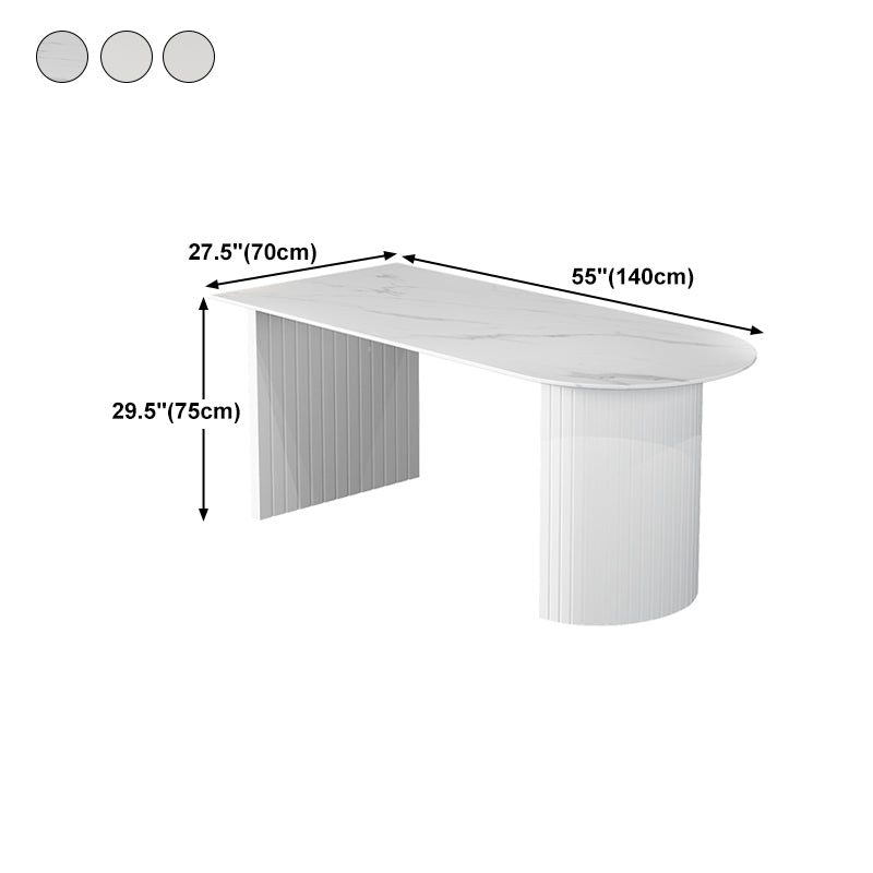 Modern Oval Dining Table Wood Double Pedestal Home Kitchen Dinner Table in White Clearhalo 'Dining Tables & Seating' 'Dining Tables' 'dining_table' 'furn' 'furn_dining_table' 'Furniture' 'furniture_dining_table' 'Kitchen & Dining Furniture' 'kitchen' 'kitchen_dining_table' 4760553