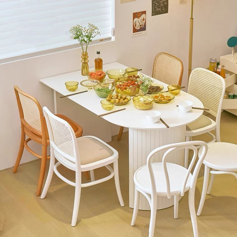 Sintered Stone and Ash Wood White Table Modern Dining Table with Double Pedestal Free Form Stone 47.2"L x 27.6"W x 29.5"H Clearhalo 'Dining Tables & Seating' 'Dining Tables' 'dining_table' 'furn' 'furn_dining_table' 'Furniture' 'furniture_dining_table' 'Kitchen & Dining Furniture' 'kitchen' 'kitchen_dining_table' 4760558