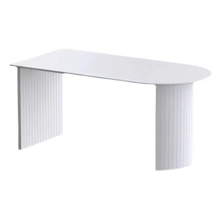 Sintered Stone and Ash Wood White Table Modern Dining Table with Double Pedestal Free Form Clearhalo 'Dining Tables & Seating' 'Dining Tables' 'dining_table' 'furn' 'furn_dining_table' 'Furniture' 'furniture_dining_table' 'Kitchen & Dining Furniture' 'kitchen' 'kitchen_dining_table' 4760561