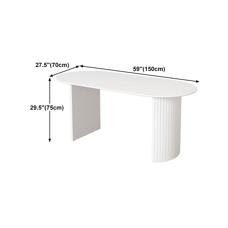 Sintered Stone and Ash Wood White Table Modern Dining Table with Double Pedestal Clearhalo 'Dining Tables & Seating' 'Dining Tables' 'dining_table' 'furn' 'furn_dining_table' 'Furniture' 'furniture_dining_table' 'Kitchen & Dining Furniture' 'kitchen' 'kitchen_dining_table' 4760575