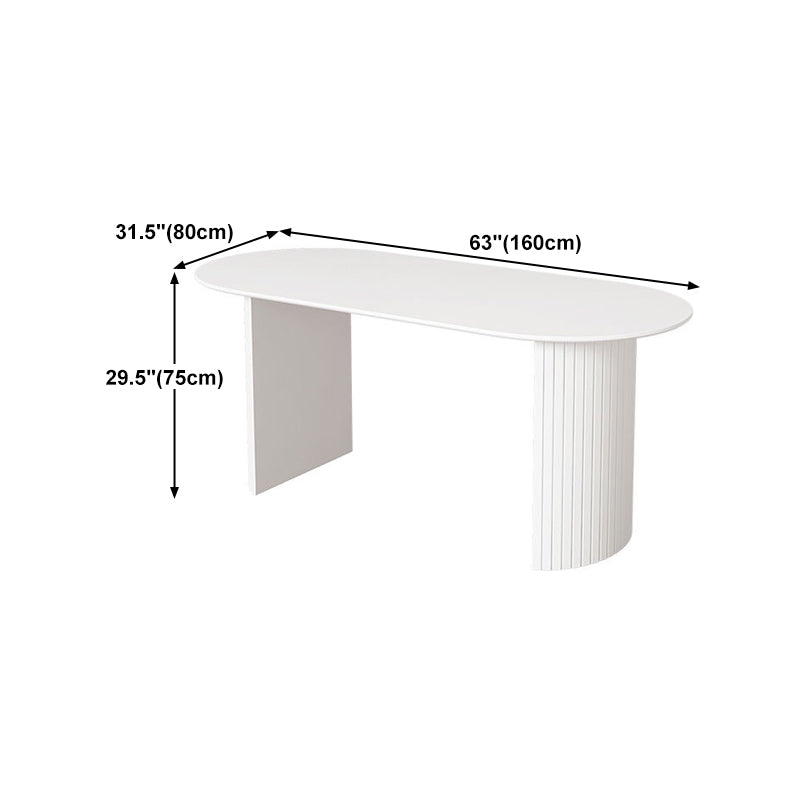 Sintered Stone and Ash Wood White Table Modern Dining Table with Double Pedestal Clearhalo 'Dining Tables & Seating' 'Dining Tables' 'dining_table' 'furn' 'furn_dining_table' 'Furniture' 'furniture_dining_table' 'Kitchen & Dining Furniture' 'kitchen' 'kitchen_dining_table' 4760576