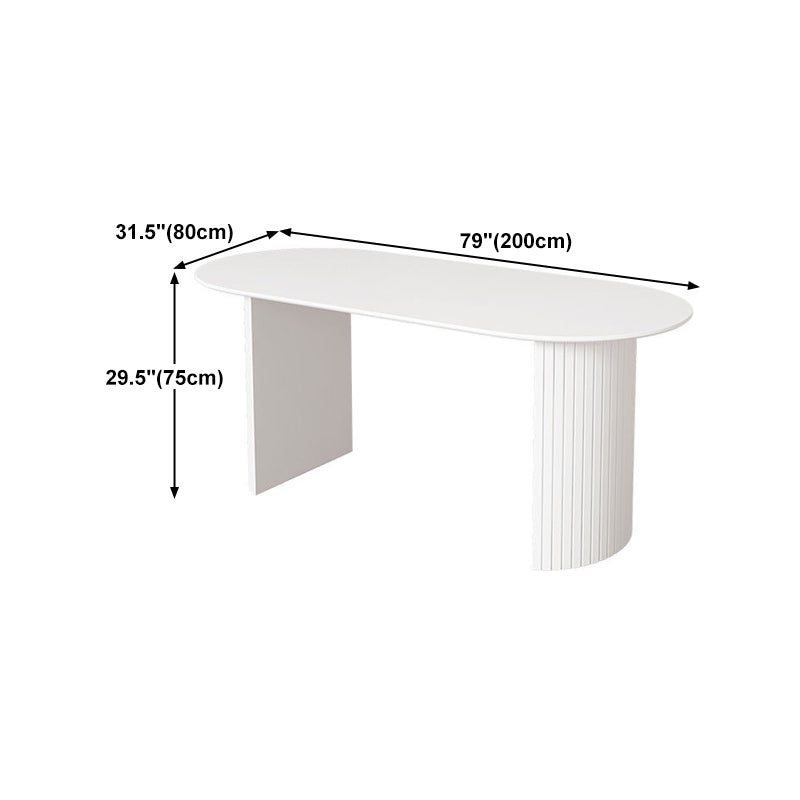 Sintered Stone and Ash Wood White Table Modern Dining Table with Double Pedestal Clearhalo 'Dining Tables & Seating' 'Dining Tables' 'dining_table' 'furn' 'furn_dining_table' 'Furniture' 'furniture_dining_table' 'Kitchen & Dining Furniture' 'kitchen' 'kitchen_dining_table' 4760578
