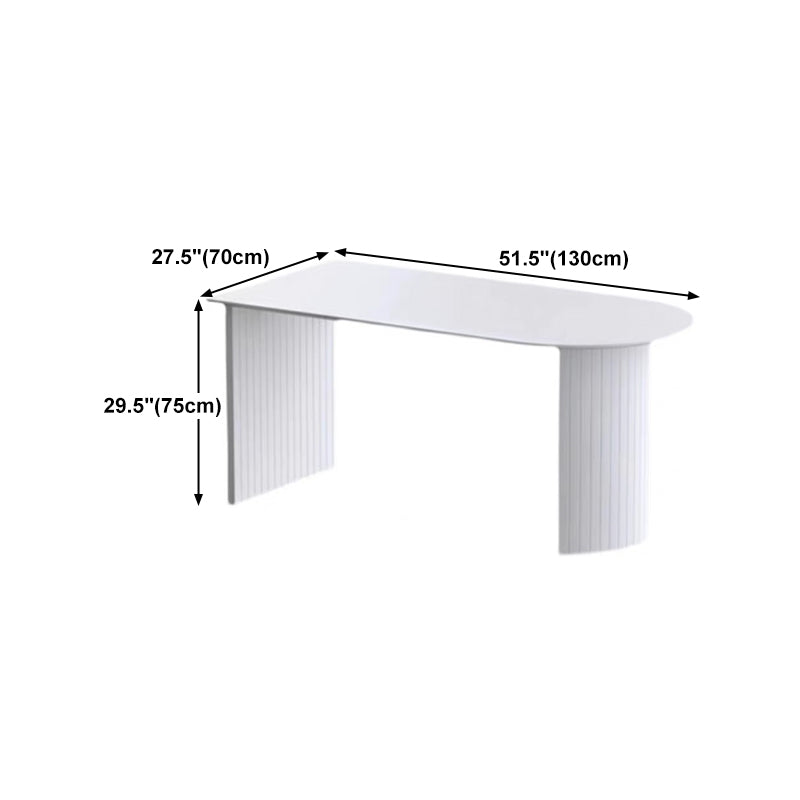 Sintered Stone and Ash Wood White Table Modern Dining Table with Double Pedestal Clearhalo 'Dining Tables & Seating' 'Dining Tables' 'dining_table' 'furn' 'furn_dining_table' 'Furniture' 'furniture_dining_table' 'Kitchen & Dining Furniture' 'kitchen' 'kitchen_dining_table' 4760581