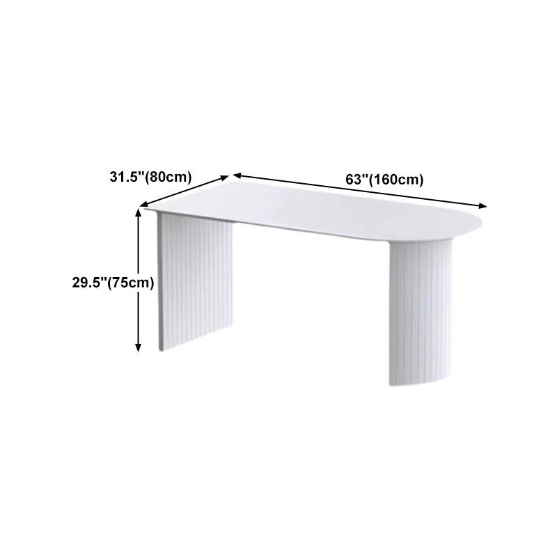Sintered Stone and Ash Wood White Table Modern Dining Table with Double Pedestal Clearhalo 'Dining Tables & Seating' 'Dining Tables' 'dining_table' 'furn' 'furn_dining_table' 'Furniture' 'furniture_dining_table' 'Kitchen & Dining Furniture' 'kitchen' 'kitchen_dining_table' 4760584