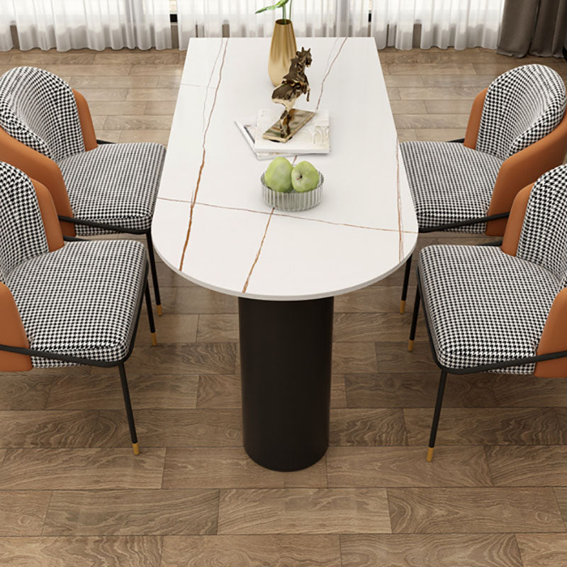Modern Stone and Steel Dinette Table Double Pedestal Dining Room Black Frame Table White Gold 63"L x 23.6"W x 29.5"H Without Chairs Clearhalo 'Dining Tables & Seating' 'Dining Tables' 'dining_table' 'furn' 'furn_dining_table' 'Furniture' 'furniture_dining_table' 'Kitchen & Dining Furniture' 'kitchen' 'kitchen_dining_table' 4760590