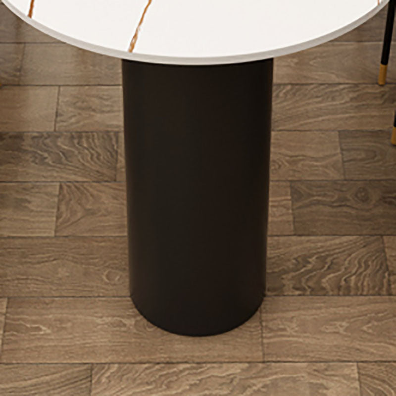 Modern Stone and Steel Dinette Table Double Pedestal Dining Room Black Frame Table Clearhalo 'Dining Tables & Seating' 'Dining Tables' 'dining_table' 'furn' 'furn_dining_table' 'Furniture' 'furniture_dining_table' 'Kitchen & Dining Furniture' 'kitchen' 'kitchen_dining_table' 4760593