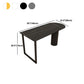 Modern Stone and Steel Dinette Table Double Pedestal Dining Room Black Frame Table Clearhalo 'Dining Tables & Seating' 'Dining Tables' 'dining_table' 'furn' 'furn_dining_table' 'Furniture' 'furniture_dining_table' 'Kitchen & Dining Furniture' 'kitchen' 'kitchen_dining_table' 4760600