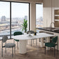 Wood Tripod Dining Table Modern White Stone Center Top Dining Site Table White 51.2"L x 27.6"W x 29.5"H Without Chairs Clearhalo 'Dining Tables & Seating' 'Dining Tables' 'dining_table' 'furn' 'furn_dining_table' 'Furniture' 'furniture_dining_table' 'Kitchen & Dining Furniture' 'kitchen' 'kitchen_dining_table' 4760650