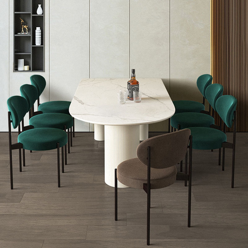 Wood Tripod Dining Table Modern White Stone Center Top Dining Site Table White 47.2"L x 23.6"W x 29.5"H Without Chairs Clearhalo 'Dining Tables & Seating' 'Dining Tables' 'dining_table' 'furn' 'furn_dining_table' 'Furniture' 'furniture_dining_table' 'Kitchen & Dining Furniture' 'kitchen' 'kitchen_dining_table' 4760651