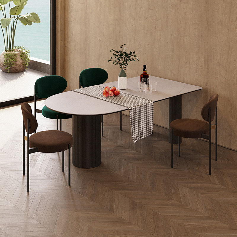 Wood Tripod Dining Table Modern White Stone Center Top Dining Site Table Black Without Chairs Clearhalo 'Dining Tables & Seating' 'Dining Tables' 'dining_table' 'furn' 'furn_dining_table' 'Furniture' 'furniture_dining_table' 'Kitchen & Dining Furniture' 'kitchen' 'kitchen_dining_table' 4760653
