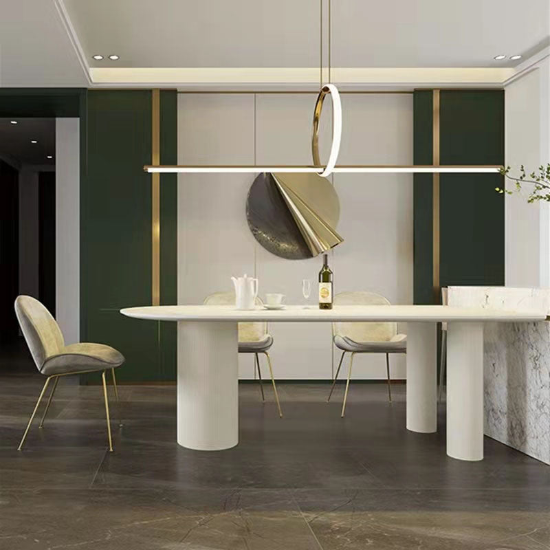 Irregular Shape White Table for Restaurant Sintered Stone Top Island Table with 3 Legs Clearhalo 'Dining Tables & Seating' 'Dining Tables' 'dining_table' 'furn' 'furn_dining_table' 'Furniture' 'furniture_dining_table' 'Kitchen & Dining Furniture' 'kitchen' 'kitchen_dining_table' 4760677