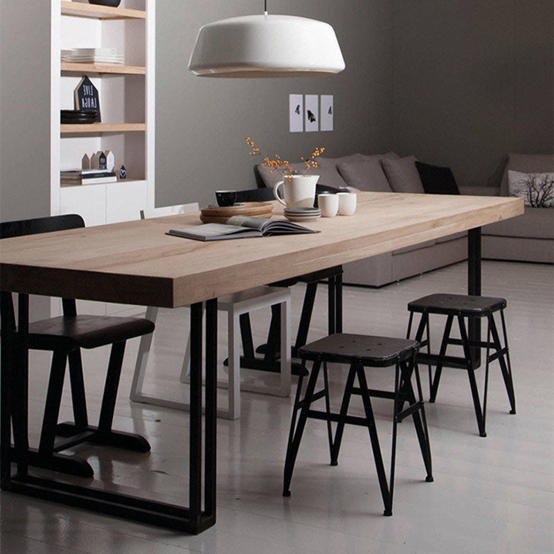 Solid Wood Top Dining Table Contemporary Dining Table with Sled Base in Black Natural 63"L x 27.6"W x 29.5"H Without Chairs Clearhalo 'Dining Tables & Seating' 'Dining Tables' 'dining_table' 'furn' 'furn_dining_table' 'Furniture' 'furniture_dining_table' 'Kitchen & Dining Furniture' 'kitchen' 'kitchen_dining_table' 4760685
