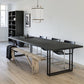 Solid Wood Top Dining Table Contemporary Dining Table with Sled Base in Black Black 94.5"L x 39.4"W x 29.5"H Without Chairs Clearhalo 'Dining Tables & Seating' 'Dining Tables' 'dining_table' 'furn' 'furn_dining_table' 'Furniture' 'furniture_dining_table' 'Kitchen & Dining Furniture' 'kitchen' 'kitchen_dining_table' 4760686