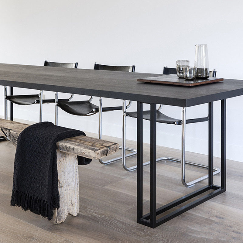 Solid Wood Top Dining Table Contemporary Dining Table with Sled Base in Black Clearhalo 'Dining Tables & Seating' 'Dining Tables' 'dining_table' 'furn' 'furn_dining_table' 'Furniture' 'furniture_dining_table' 'Kitchen & Dining Furniture' 'kitchen' 'kitchen_dining_table' 4760688
