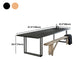 Solid Wood Top Dining Table Contemporary Dining Table with Sled Base in Black Clearhalo 'Dining Tables & Seating' 'Dining Tables' 'dining_table' 'furn' 'furn_dining_table' 'Furniture' 'furniture_dining_table' 'Kitchen & Dining Furniture' 'kitchen' 'kitchen_dining_table' 4760692