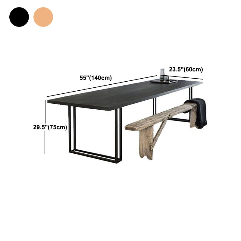 Solid Wood Top Dining Table Contemporary Dining Table with Sled Base in Black Clearhalo 'Dining Tables & Seating' 'Dining Tables' 'dining_table' 'furn' 'furn_dining_table' 'Furniture' 'furniture_dining_table' 'Kitchen & Dining Furniture' 'kitchen' 'kitchen_dining_table' 4760693