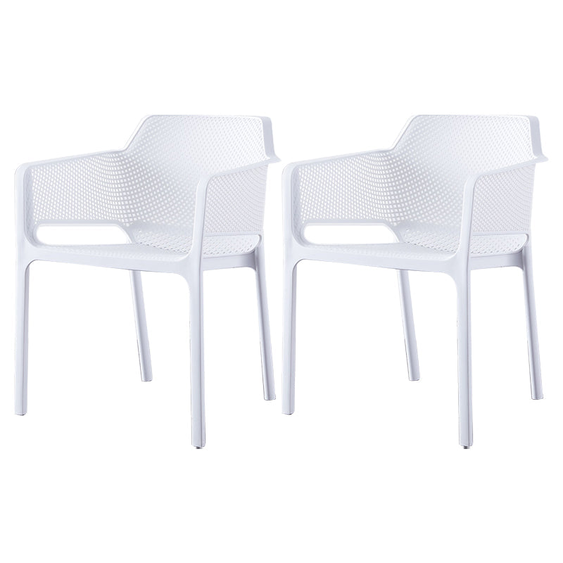 Scandinavian Plastic Kitchen Dining Room Chair Solid Back Arm Chair White 2 Piece Set Clearhalo 'Dining Chairs' 'Dining Tables & Seating' 'dining_chair' 'furn' 'furn_dining_chair' 'Furniture' 'furniture_dining_chair' 'Kitchen & Dining Furniture' 4760701