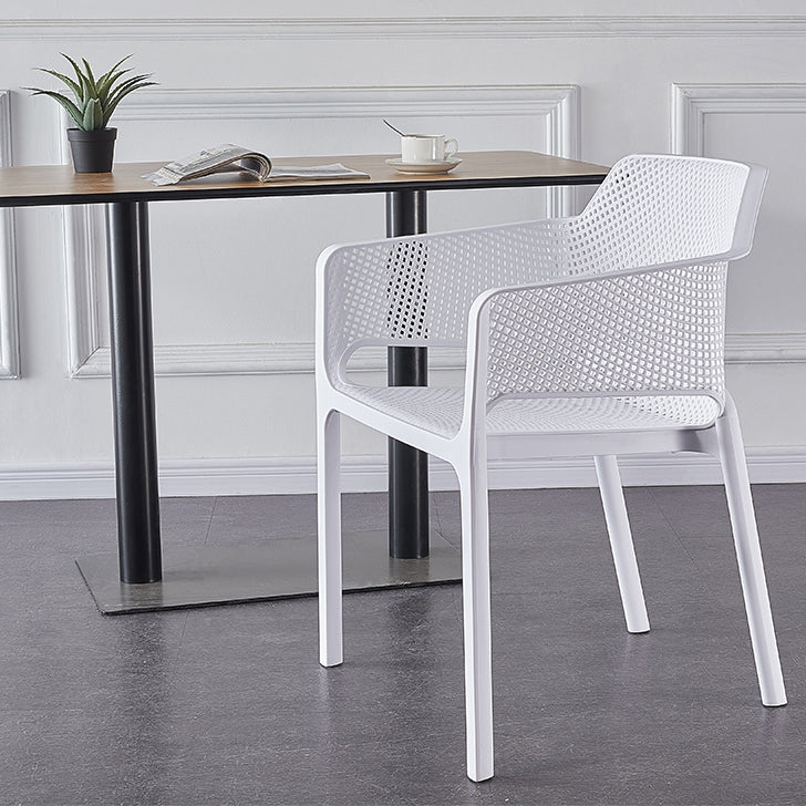Scandinavian Plastic Kitchen Dining Room Chair Solid Back Arm Chair Clearhalo 'Dining Chairs' 'Dining Tables & Seating' 'dining_chair' 'furn' 'furn_dining_chair' 'Furniture' 'furniture_dining_chair' 'Kitchen & Dining Furniture' 4760702