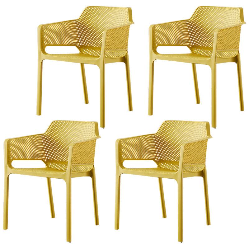 Scandinavian Plastic Kitchen Dining Room Chair Solid Back Arm Chair Ginger 4 Piece Set Clearhalo 'Dining Chairs' 'Dining Tables & Seating' 'dining_chair' 'furn' 'furn_dining_chair' 'Furniture' 'furniture_dining_chair' 'Kitchen & Dining Furniture' 4760710