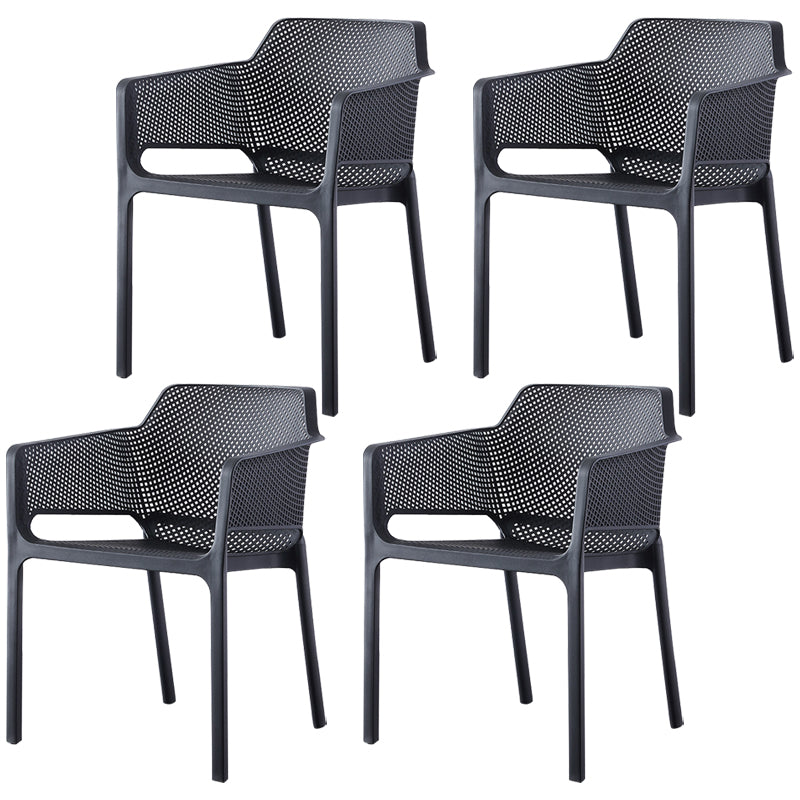Scandinavian Plastic Kitchen Dining Room Chair Solid Back Arm Chair Black 4 Piece Set Clearhalo 'Dining Chairs' 'Dining Tables & Seating' 'dining_chair' 'furn' 'furn_dining_chair' 'Furniture' 'furniture_dining_chair' 'Kitchen & Dining Furniture' 4760721