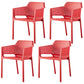 Scandinavian Plastic Kitchen Dining Room Chair Solid Back Arm Chair Red 4 Piece Set Clearhalo 'Dining Chairs' 'Dining Tables & Seating' 'dining_chair' 'furn' 'furn_dining_chair' 'Furniture' 'furniture_dining_chair' 'Kitchen & Dining Furniture' 4760730