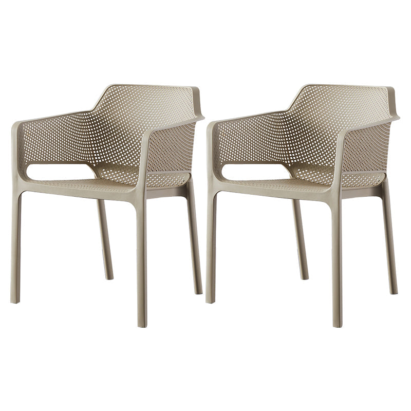 Scandinavian Plastic Kitchen Dining Room Chair Solid Back Arm Chair Camel 2 Piece Set Clearhalo 'Dining Chairs' 'Dining Tables & Seating' 'dining_chair' 'furn' 'furn_dining_chair' 'Furniture' 'furniture_dining_chair' 'Kitchen & Dining Furniture' 4760732