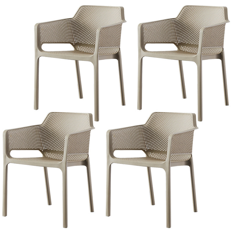 Scandinavian Plastic Kitchen Dining Room Chair Solid Back Arm Chair Camel 4 Piece Set Clearhalo 'Dining Chairs' 'Dining Tables & Seating' 'dining_chair' 'furn' 'furn_dining_chair' 'Furniture' 'furniture_dining_chair' 'Kitchen & Dining Furniture' 4760733