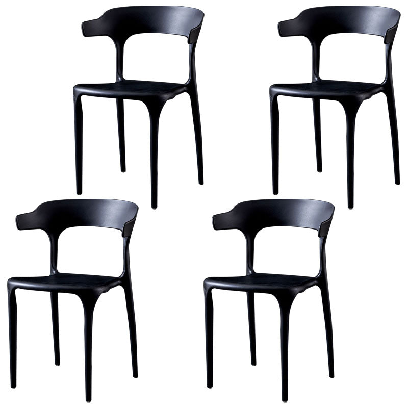 Scandinavian Plastic Restaurant Arm Chair Open Matte Finish Dining Chair Black 4 Piece Set Clearhalo 'Dining Chairs' 'Dining Tables & Seating' 'dining_chair' 'furn' 'furn_dining_chair' 'Furniture' 'furniture_dining_chair' 'Kitchen & Dining Furniture' 4760736