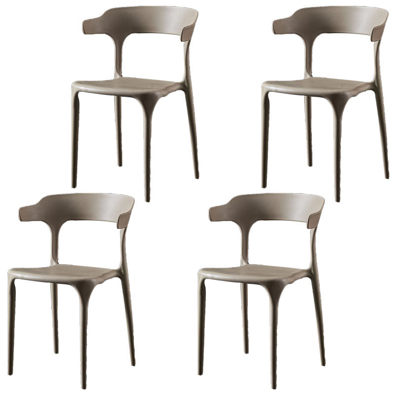 Scandinavian Plastic Restaurant Arm Chair Open Matte Finish Dining Chair Coffee 4 Piece Set Clearhalo 'Dining Chairs' 'Dining Tables & Seating' 'dining_chair' 'furn' 'furn_dining_chair' 'Furniture' 'furniture_dining_chair' 'Kitchen & Dining Furniture' 4760738