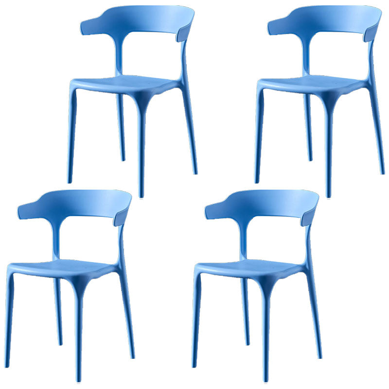 Scandinavian Plastic Restaurant Arm Chair Open Matte Finish Dining Chair Sky Blue 4 Piece Set Clearhalo 'Dining Chairs' 'Dining Tables & Seating' 'dining_chair' 'furn' 'furn_dining_chair' 'Furniture' 'furniture_dining_chair' 'Kitchen & Dining Furniture' 4760741