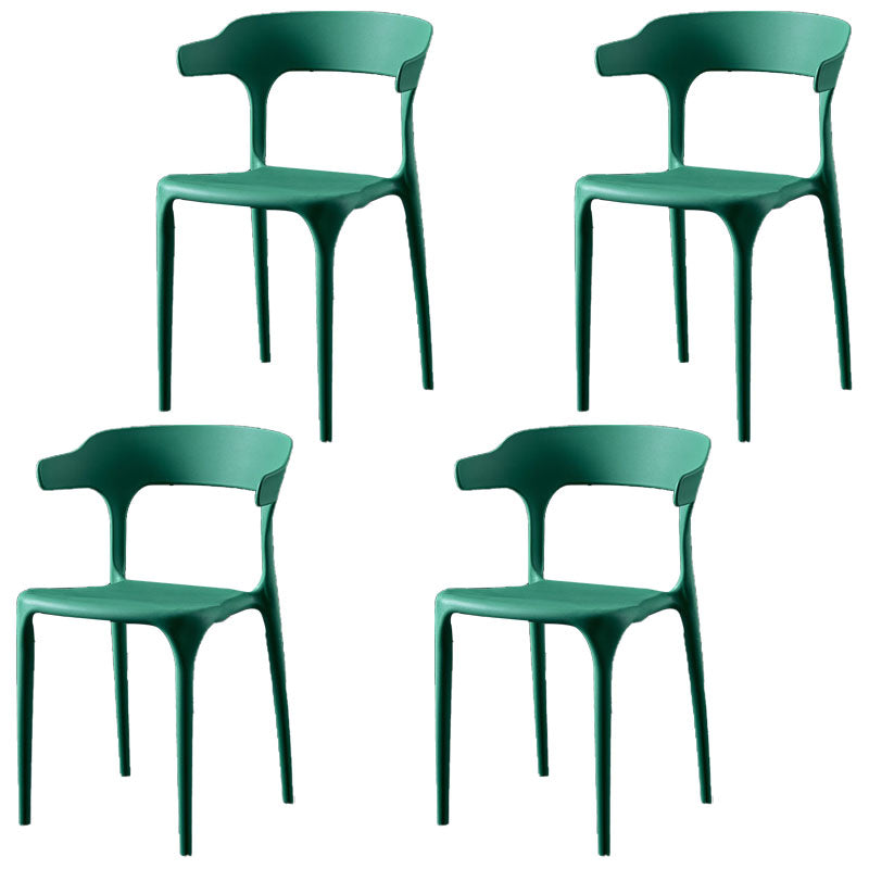 Scandinavian Plastic Restaurant Arm Chair Open Matte Finish Dining Chair Dark Green 4 Piece Set Clearhalo 'Dining Chairs' 'Dining Tables & Seating' 'dining_chair' 'furn' 'furn_dining_chair' 'Furniture' 'furniture_dining_chair' 'Kitchen & Dining Furniture' 4760745