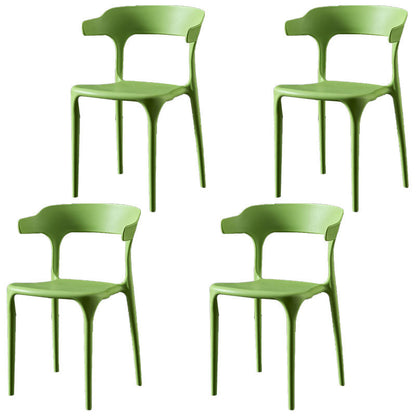 Scandinavian Plastic Restaurant Arm Chair Open Matte Finish Dining Chair Green 4 Piece Set Clearhalo 'Dining Chairs' 'Dining Tables & Seating' 'dining_chair' 'furn' 'furn_dining_chair' 'Furniture' 'furniture_dining_chair' 'Kitchen & Dining Furniture' 4760748