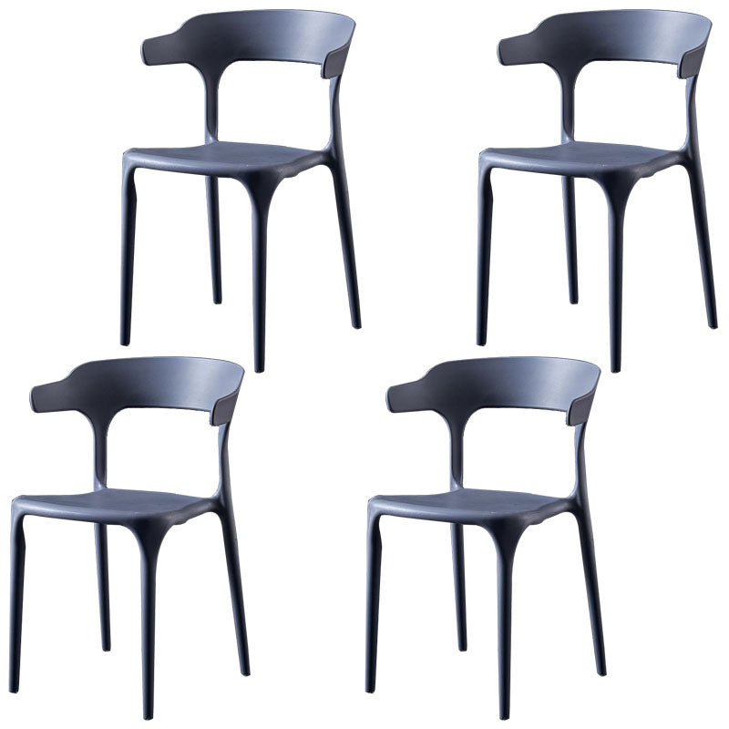 Scandinavian Plastic Restaurant Arm Chair Open Matte Finish Dining Chair Dark Gray 4 Piece Set Clearhalo 'Dining Chairs' 'Dining Tables & Seating' 'dining_chair' 'furn' 'furn_dining_chair' 'Furniture' 'furniture_dining_chair' 'Kitchen & Dining Furniture' 4760750