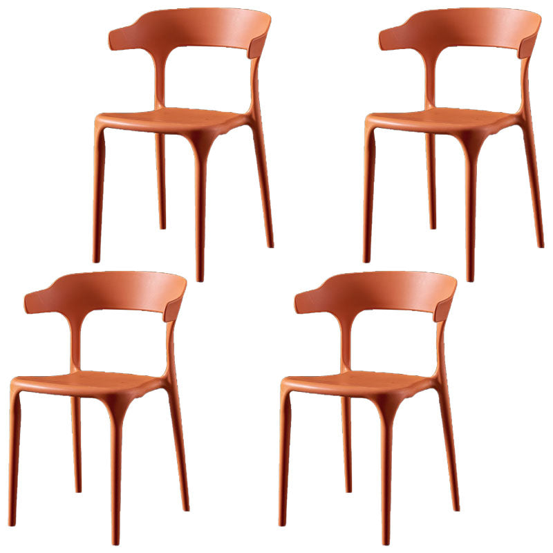 Scandinavian Plastic Restaurant Arm Chair Open Matte Finish Dining Chair Orange 4 Piece Set Clearhalo 'Dining Chairs' 'Dining Tables & Seating' 'dining_chair' 'furn' 'furn_dining_chair' 'Furniture' 'furniture_dining_chair' 'Kitchen & Dining Furniture' 4760751