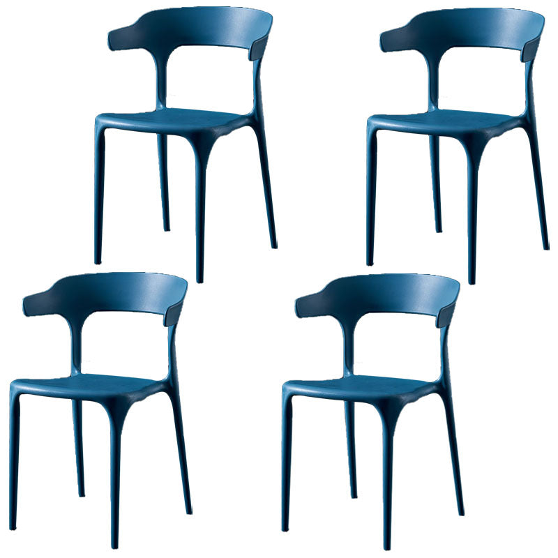 Scandinavian Plastic Restaurant Arm Chair Open Matte Finish Dining Chair Dark Blue 4 Piece Set Clearhalo 'Dining Chairs' 'Dining Tables & Seating' 'dining_chair' 'furn' 'furn_dining_chair' 'Furniture' 'furniture_dining_chair' 'Kitchen & Dining Furniture' 4760753