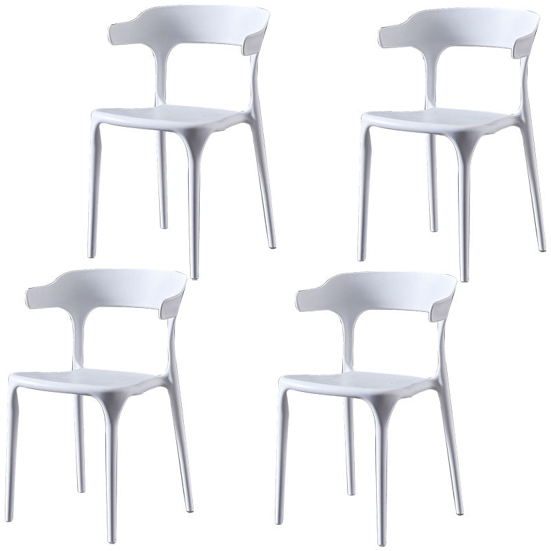 Scandinavian Plastic Restaurant Arm Chair Open Matte Finish Dining Chair White 4 Piece Set Clearhalo 'Dining Chairs' 'Dining Tables & Seating' 'dining_chair' 'furn' 'furn_dining_chair' 'Furniture' 'furniture_dining_chair' 'Kitchen & Dining Furniture' 4760754