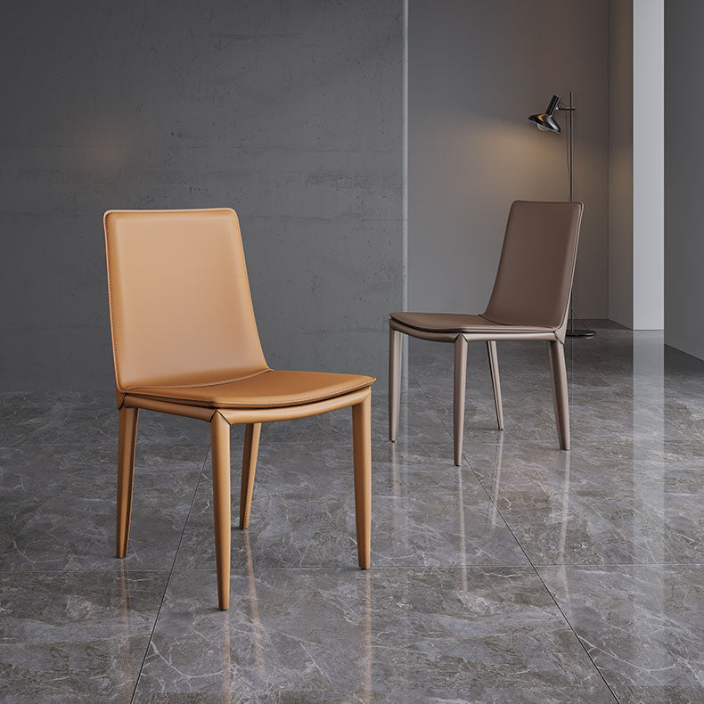 Contemporary Design Leather Dining Chair Armless Solid Back Chair for Home Clearhalo 'Dining Chairs' 'Dining Tables & Seating' 'dining_chair' 'furn' 'furn_dining_chair' 'Furniture' 'furniture_dining_chair' 'Kitchen & Dining Furniture' 4760756