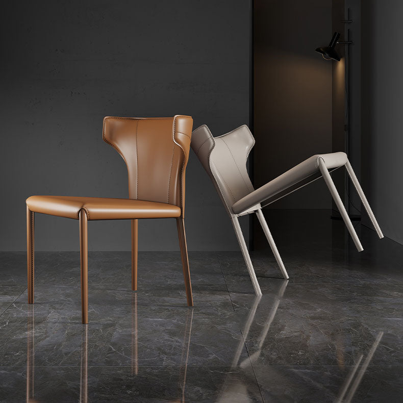 Contemporary Design Leather Dining Chair Armless Solid Back Chair for Home Clearhalo 'Dining Chairs' 'Dining Tables & Seating' 'dining_chair' 'furn' 'furn_dining_chair' 'Furniture' 'furniture_dining_chair' 'Kitchen & Dining Furniture' 4760758